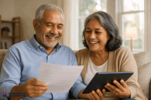 Seniors natural moment that conveys peace of mind and security
